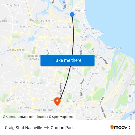 Craig St at Nashville to Gordon Park map