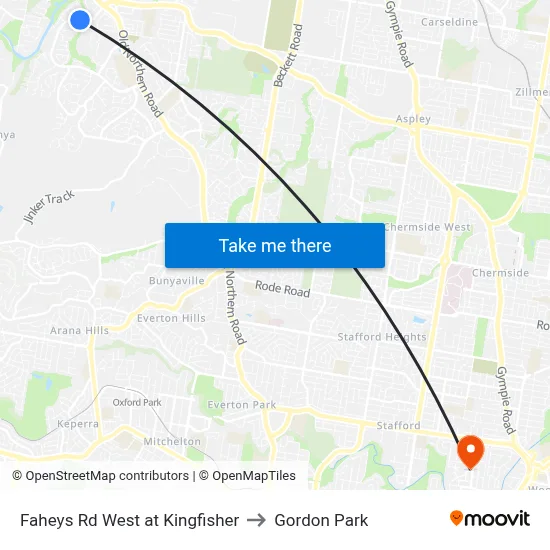Faheys Rd West at Kingfisher to Gordon Park map