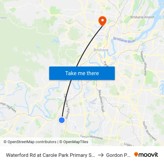 Waterford Rd at Carole Park Primary School to Gordon Park map