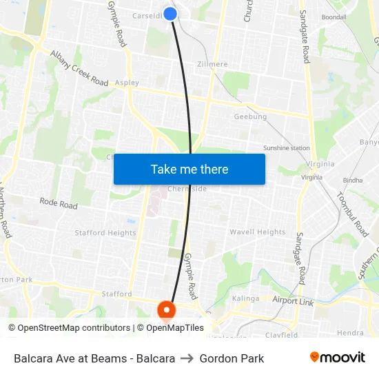 Balcara Ave at Beams - Balcara to Gordon Park map
