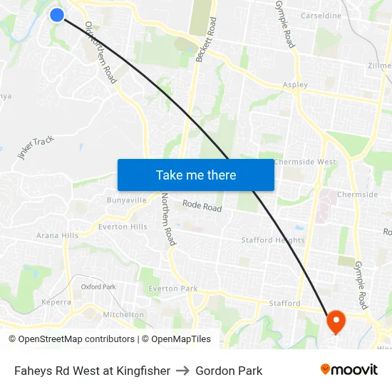 Faheys Rd West at Kingfisher to Gordon Park map