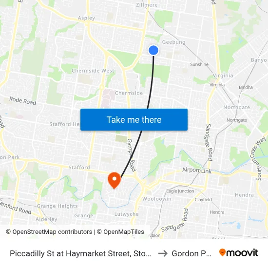 Piccadilly St at Haymarket Street, Stop 48 to Gordon Park map
