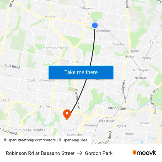 Robinson Rd at Bassano Street to Gordon Park map