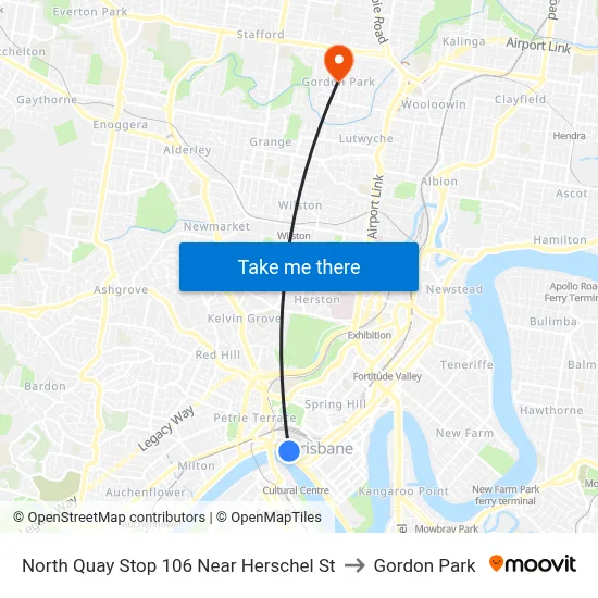 North Quay Stop 106 Near Herschel St to Gordon Park map