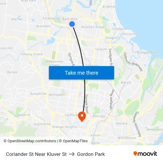 Coriander St Near Kluver St to Gordon Park map