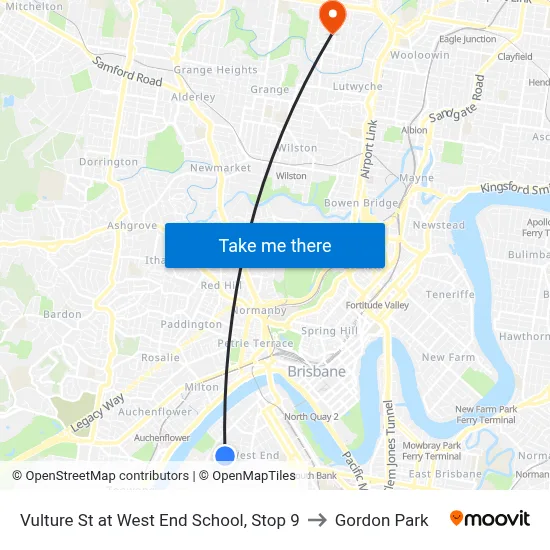 Vulture St at West End School, Stop 9 to Gordon Park map
