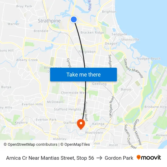 Arnica Cr Near Mantias Street, Stop 56 to Gordon Park map