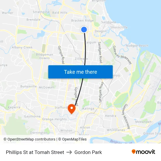 Phillips St at Tomah Street to Gordon Park map