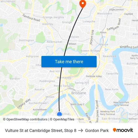 Vulture St at Cambridge Street, Stop 8 to Gordon Park map