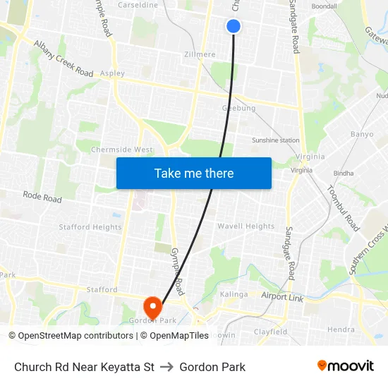 Church Rd Near Keyatta St to Gordon Park map