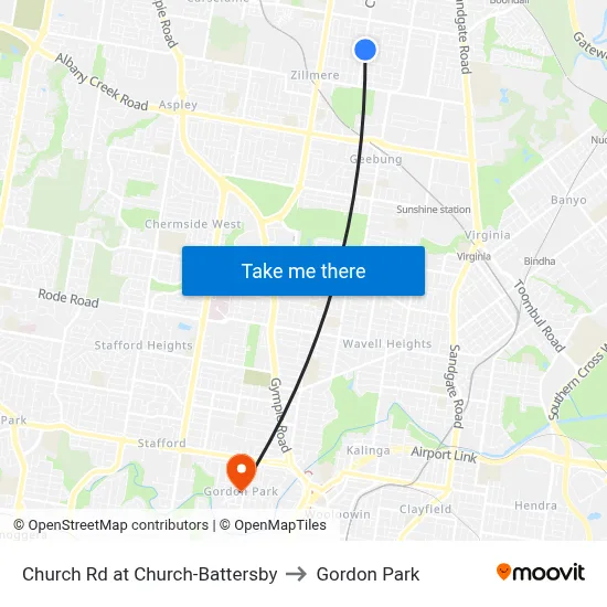 Church Rd at Church-Battersby to Gordon Park map