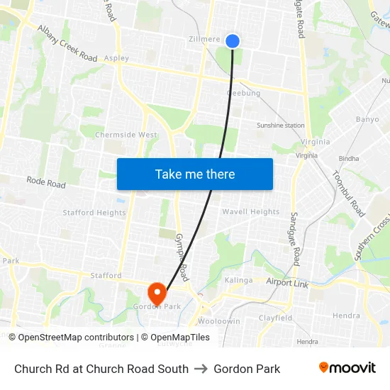 Church Rd at Church Road South to Gordon Park map