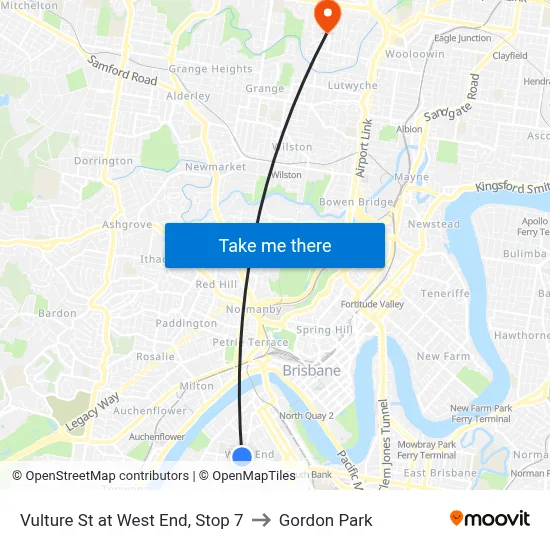 Vulture St at West End, Stop 7 to Gordon Park map