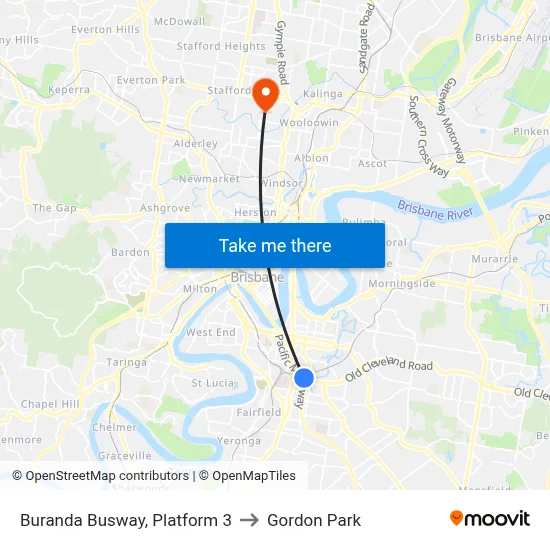 Buranda Busway, Platform 3 to Gordon Park map