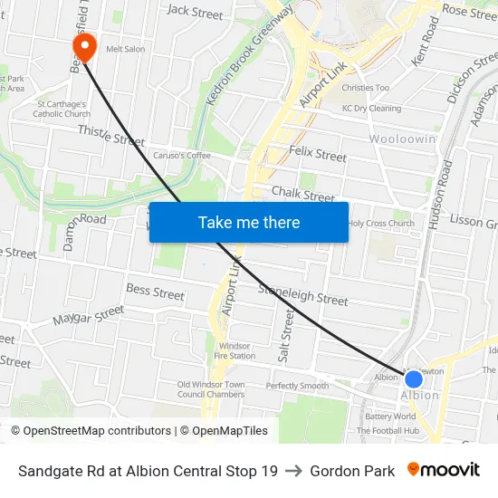 Sandgate Rd at Albion Central Stop 19 to Gordon Park map