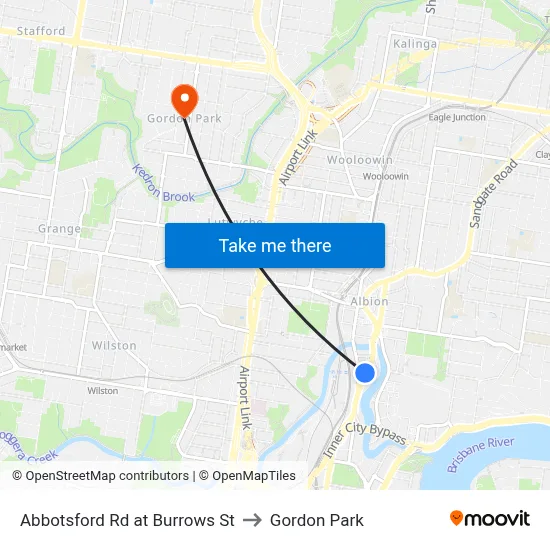 Abbotsford Rd at Burrows St to Gordon Park map