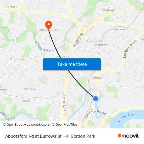Abbotsford Rd at Burrows St to Gordon Park map