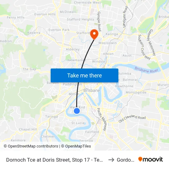 Dornoch Tce at Doris Street, Stop 17 - Temp Closure From 13 July to Gordon Park map
