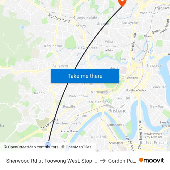 Sherwood Rd at Toowong West, Stop 22 to Gordon Park map