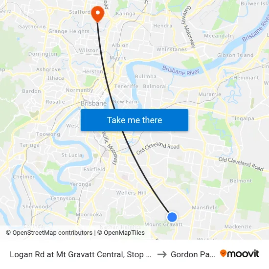 Logan Rd at Mt Gravatt Central, Stop 37 to Gordon Park map