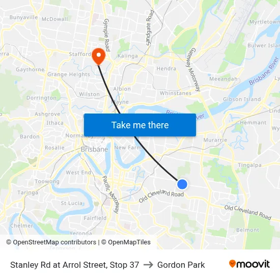 Stanley Rd at Arrol Street, Stop 37 to Gordon Park map