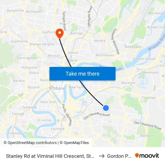Stanley Rd at Viminal Hill Crescent, Stop 35a to Gordon Park map