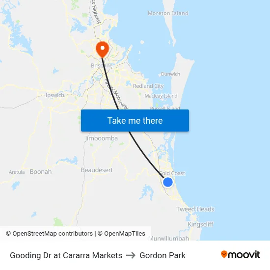 Gooding Dr at Cararra Markets to Gordon Park map