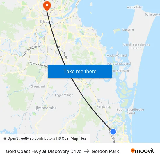 Gold Coast Hwy at Discovery Drive to Gordon Park map