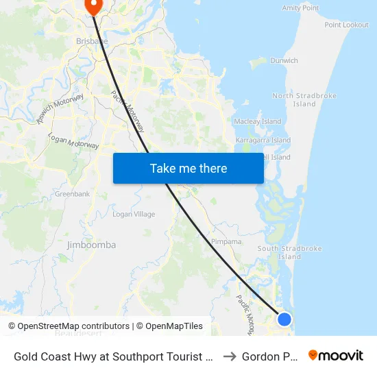 Gold Coast Hwy at Southport Tourist Park to Gordon Park map