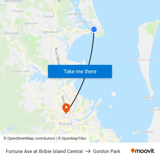Fortune Ave at Bribie Island Central to Gordon Park map