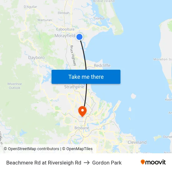 Beachmere Rd at Riversleigh Rd to Gordon Park map