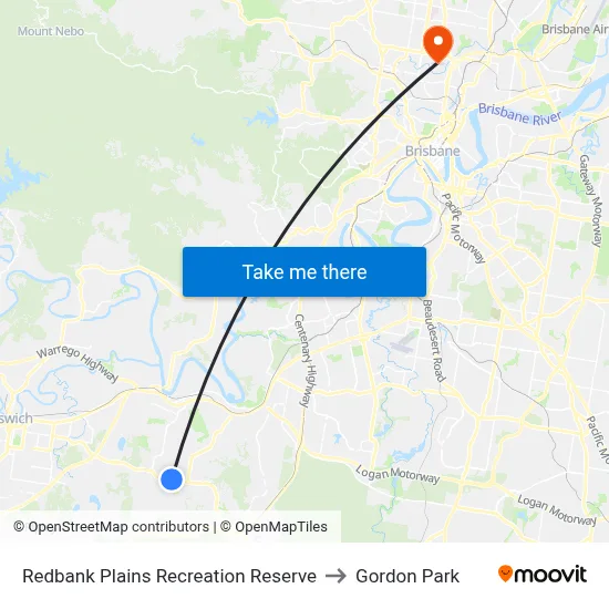 Redbank Plains Recreation Reserve to Gordon Park map