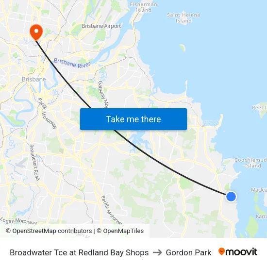 Broadwater Tce at Redland Bay Shops to Gordon Park map