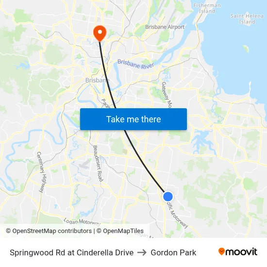 Springwood Rd at Cinderella Drive to Gordon Park map