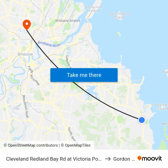 Cleveland Redland Bay Rd at Victoria Point High School to Gordon Park map