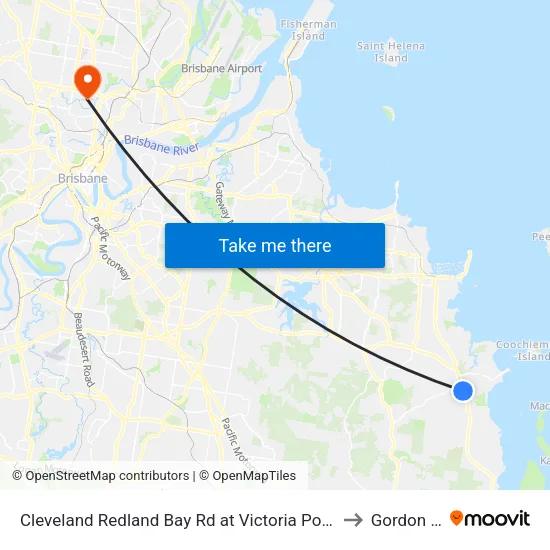 Cleveland Redland Bay Rd at Victoria Point High School to Gordon Park map