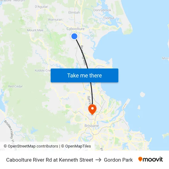 Caboolture River Rd at Kenneth Street to Gordon Park map