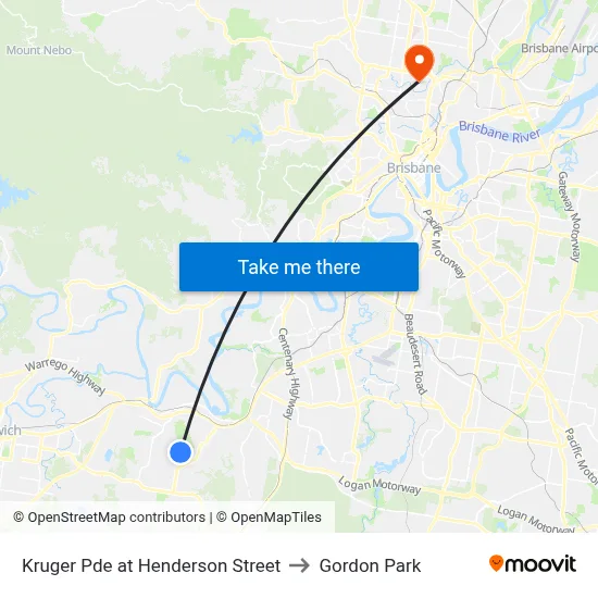 Kruger Pde at Henderson Street to Gordon Park map