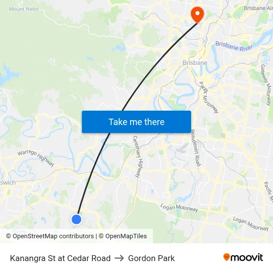 Kanangra St at Cedar Road to Gordon Park map