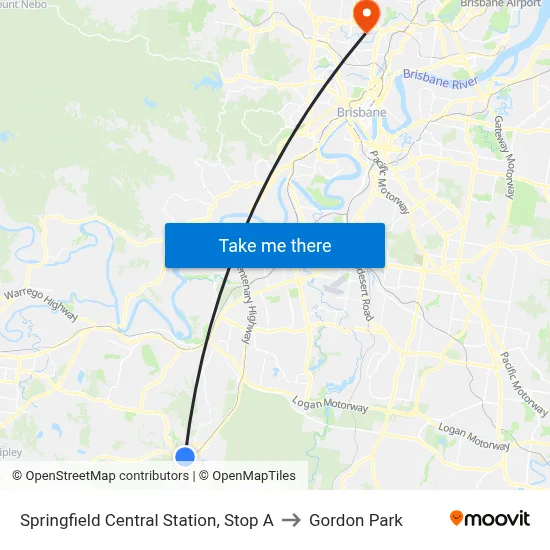 Springfield Central Station, Stop A to Gordon Park map