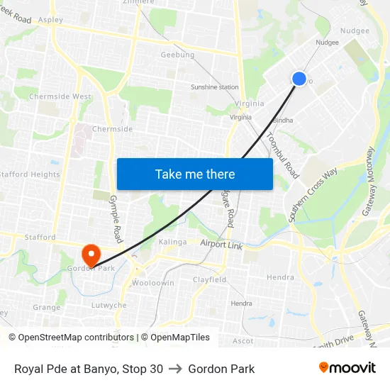 Royal Pde at Banyo, Stop 30 to Gordon Park map
