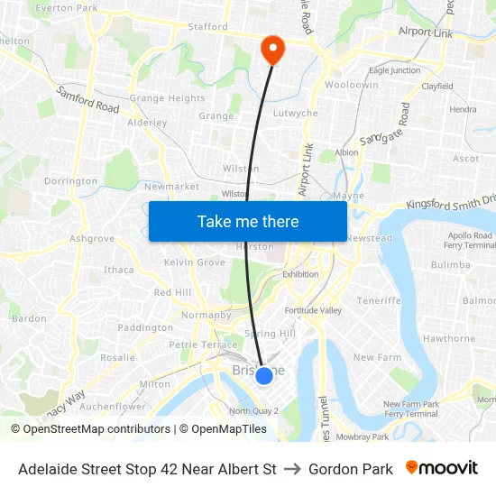 Adelaide Street Stop 42 Near Albert St to Gordon Park map