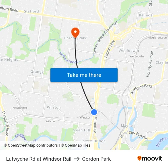 Lutwyche Rd at Windsor Rail to Gordon Park map