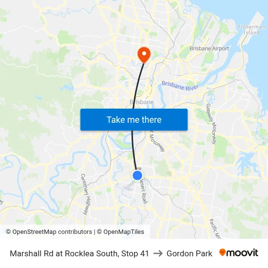 Marshall Rd at Rocklea South, Stop 41 to Gordon Park map