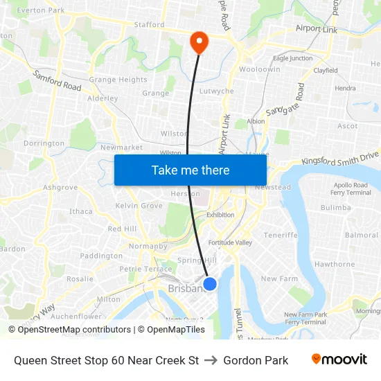 Queen Street Stop 60 Near Creek St to Gordon Park map