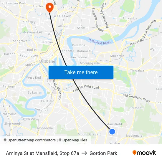Aminya St at Mansfield, Stop 67a to Gordon Park map