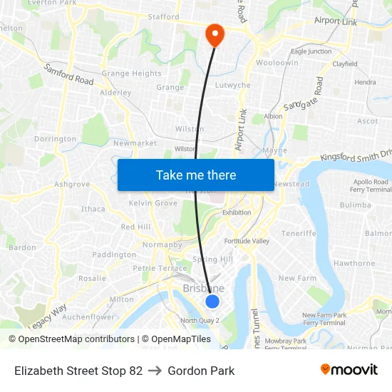 Elizabeth Street Stop 82 to Gordon Park map