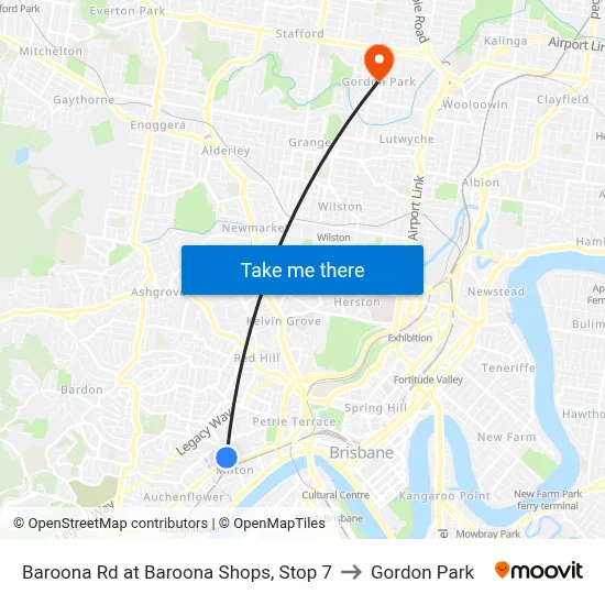 Baroona Rd at Baroona Shops, Stop 7 to Gordon Park map