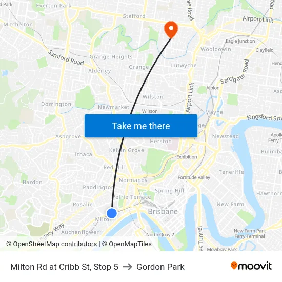 Milton Rd at Cribb St, Stop 5 to Gordon Park map