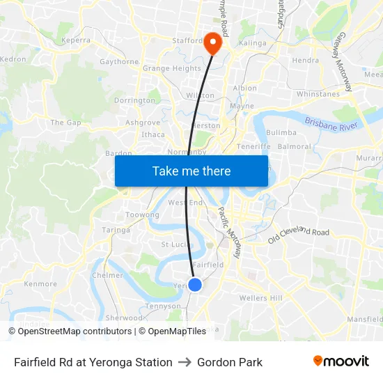 Fairfield Rd at Yeronga Station to Gordon Park map